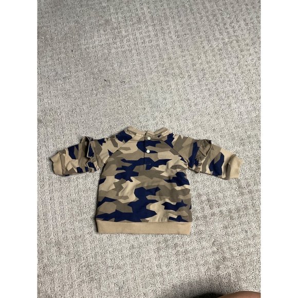 Miles The Label Shirt Baby 3 Month Brown Camo Long Sleeve Ruffle Pullover - Picture 4 of 4